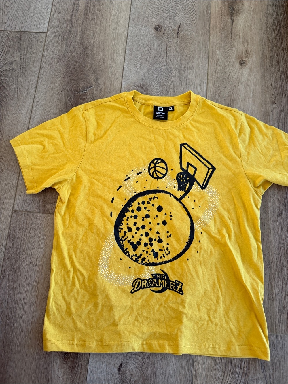 Overtime Yellow Graphic Kids T‑Shirt XL